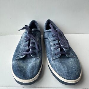 UGG Men Low Top Denim Sneakers Washed Blue Lace Up Casual Shoes Pre-owned Sz:9.5